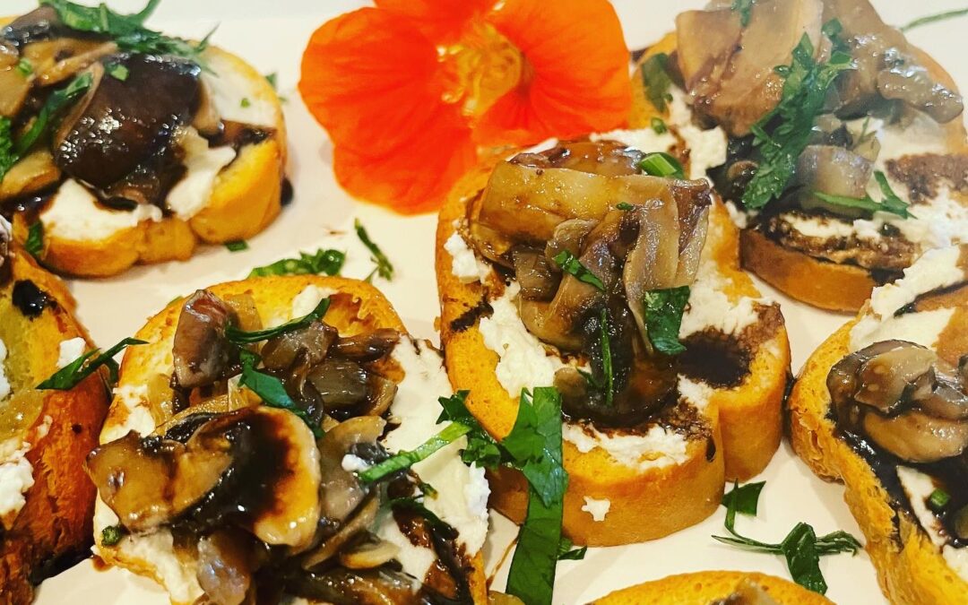Mushroom and caramelized onion bruschetta