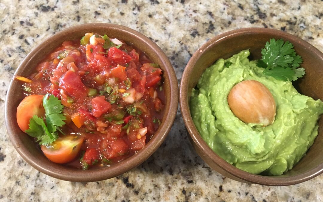 Guacamole and fresh salsa platter